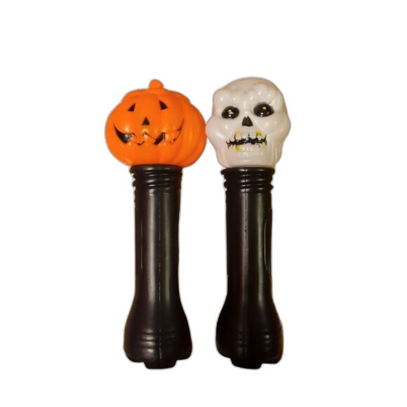 Halloween Flashlight Blinky Skull and Pumpkin Jack O Lantern Blow Mold - Picture 1 of 9
